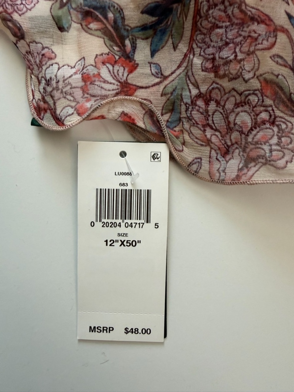 Lauren Ralph Lauren Floral Ruffle Silk Scarf - Blush, Navy, Coral - Picture 2 of 3